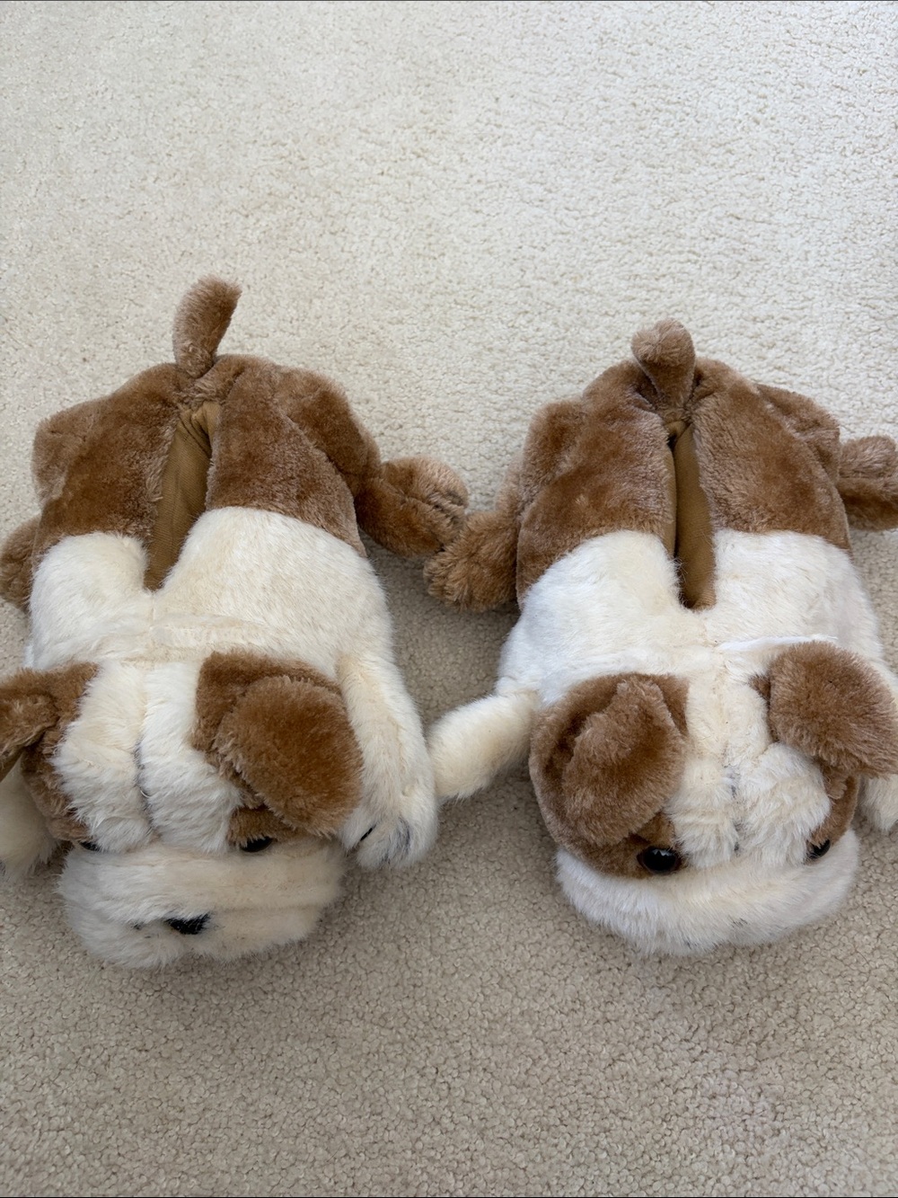Plush  Bull Dog Slip-On Slippers for Women - Brown & Cream
